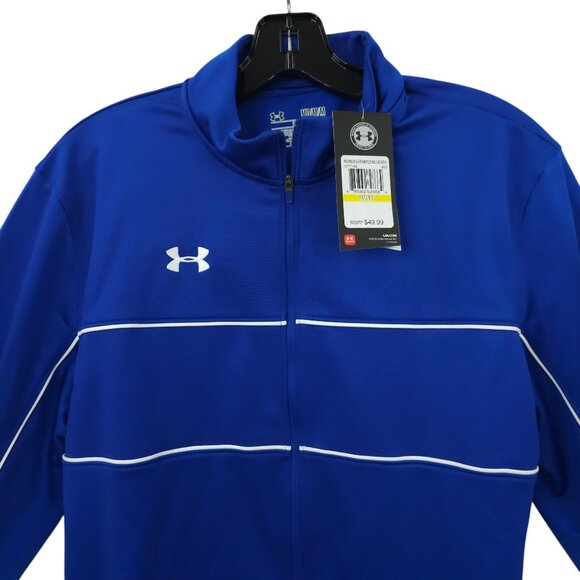 Under Armour Full Zip Track Wind Jacket Womens Size M Knit Warm Up Royal Blue - Picture 11 of 16